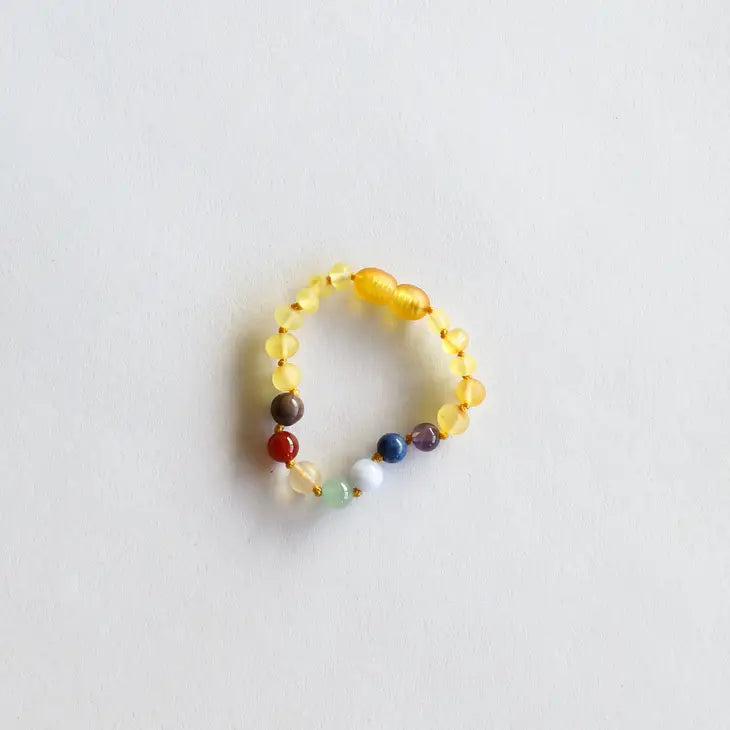 Honey Amber & Rose Quartz 5" bracelet
