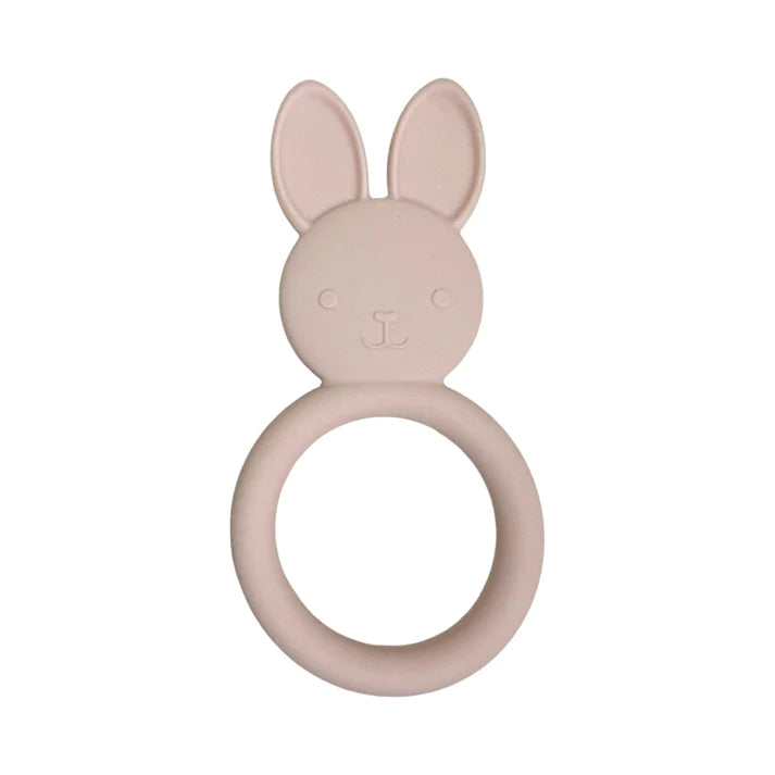 All Silicone Bunny Teething Ring: Pale Pink
