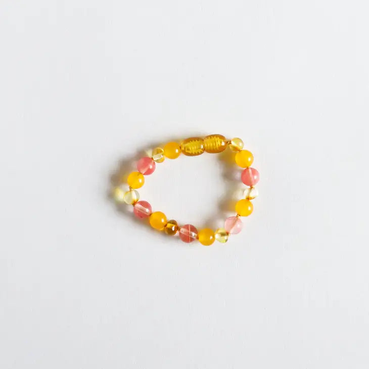 Honey Amber & Gemstone 5" bracelet