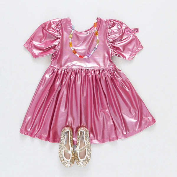 Girls Lame Laurie Dress Pink – Charlotte West Baby