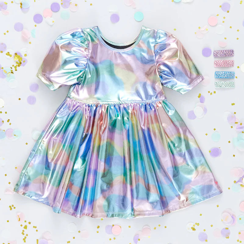 Girls Cotton Candy Lame Laurie Dress