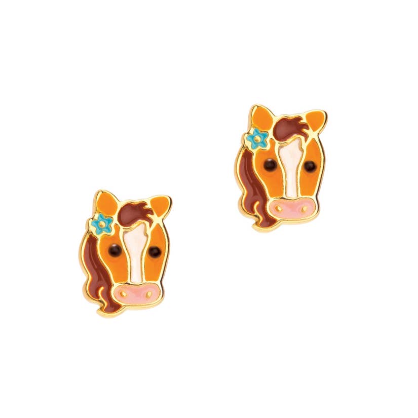 Cutie Enamel Stud Earrings/Pretty Pony