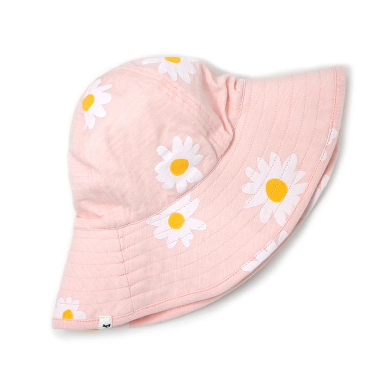 Sun Hat Cotton Slub White Daisies/Pale Pink