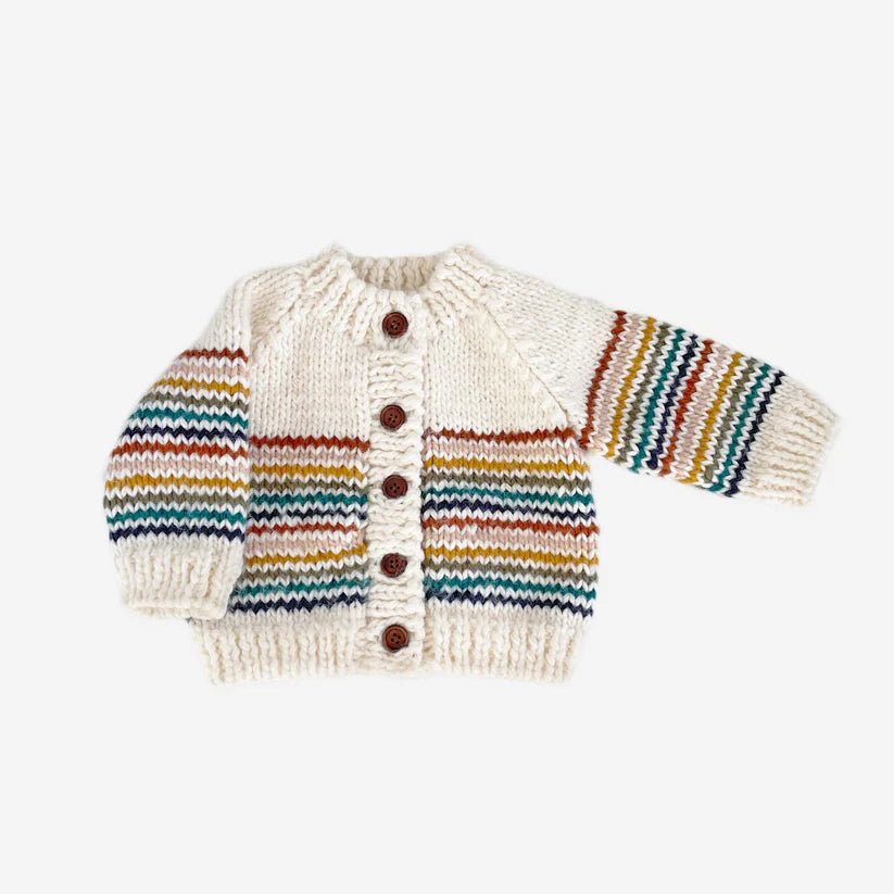 Knit Baby Unisex Rainbow Stripe Cardigan/Retro