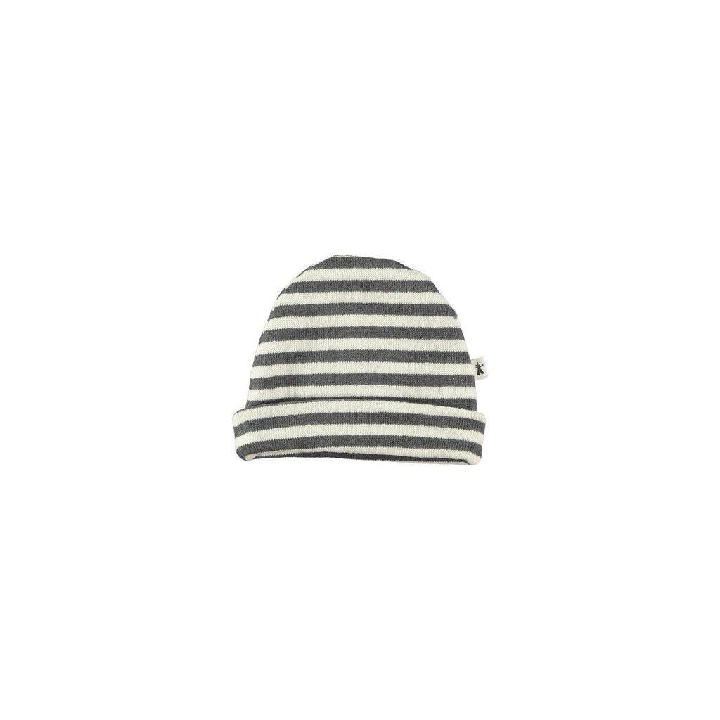 Grey & Cream Striped Baby Hat