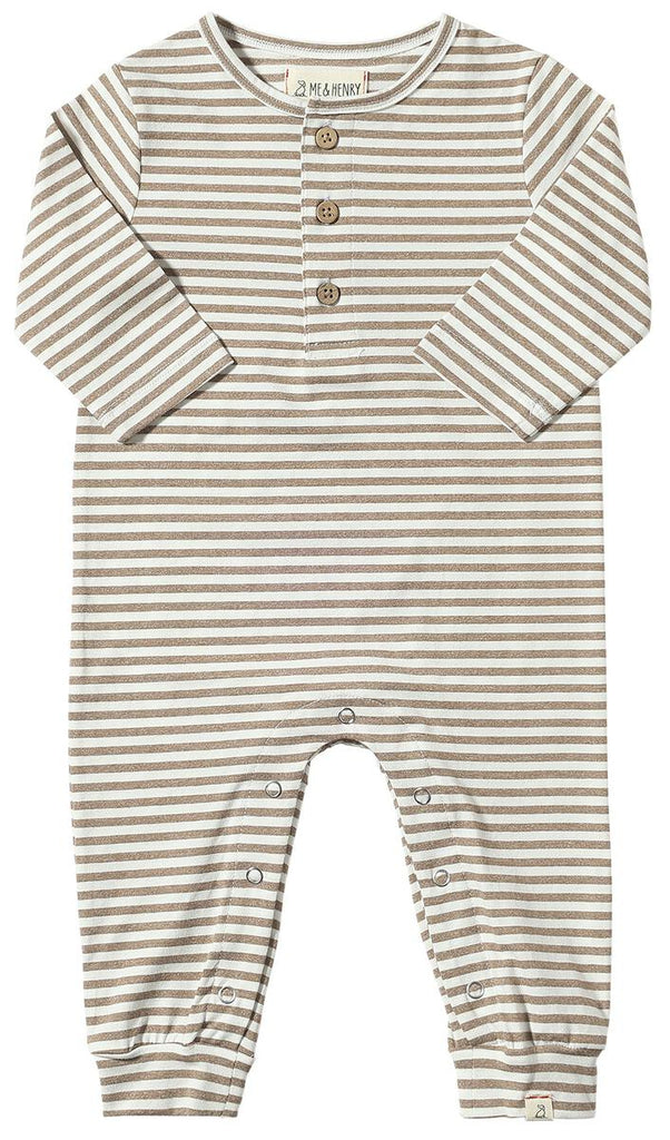 Taupe & White Stripe Mason Romper