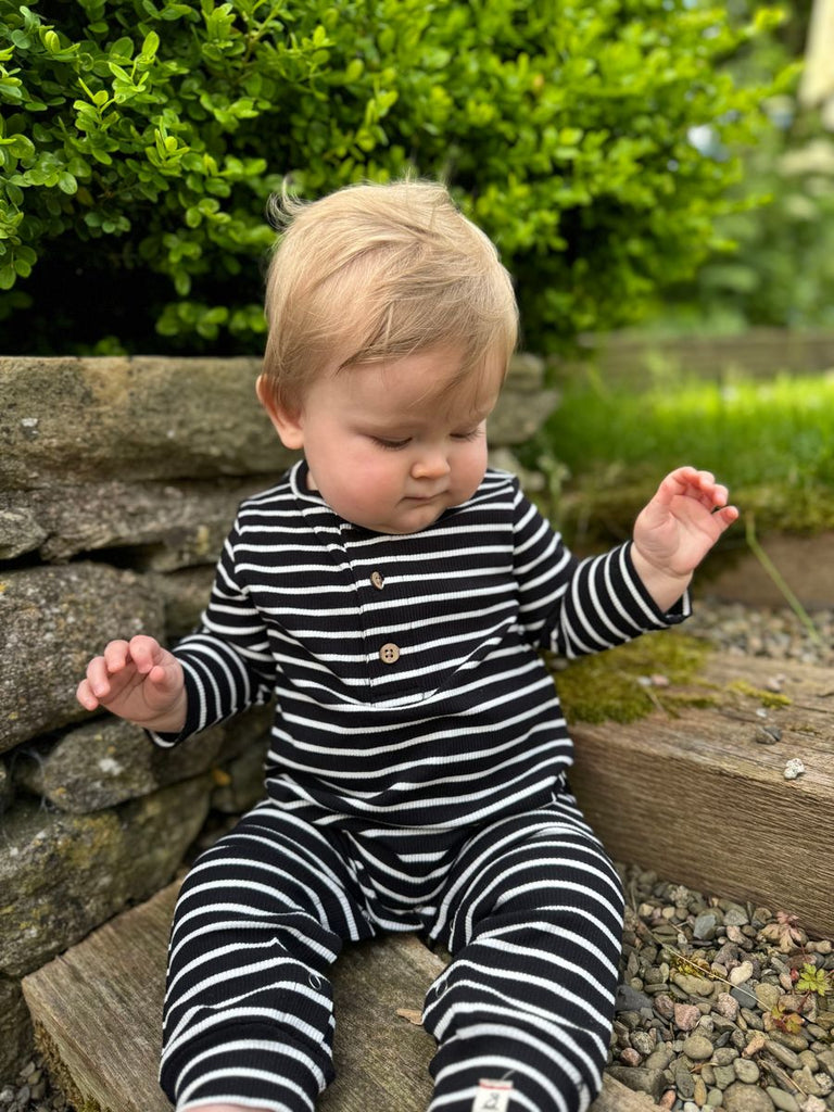 Black & White Stripe Mason Romper