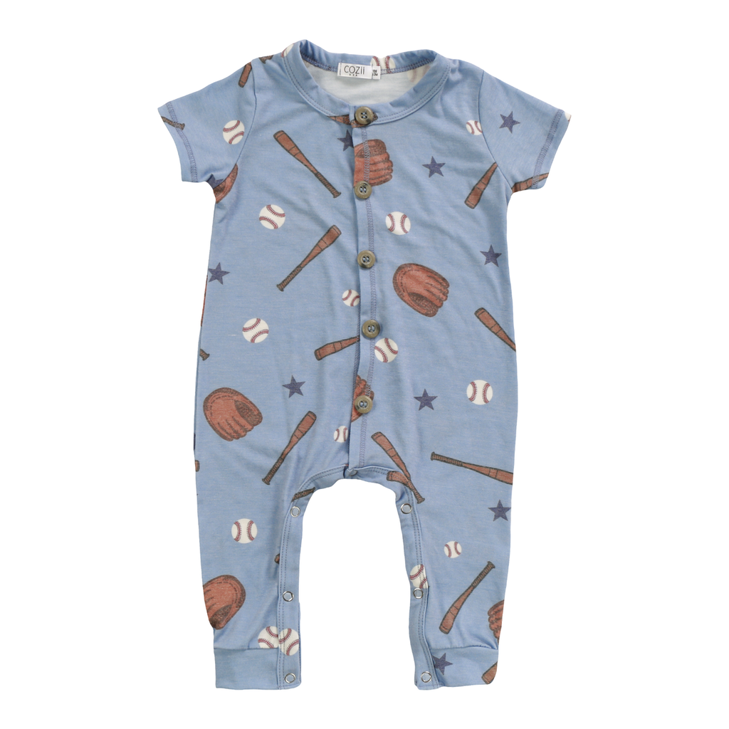 Blue Baseball Romper