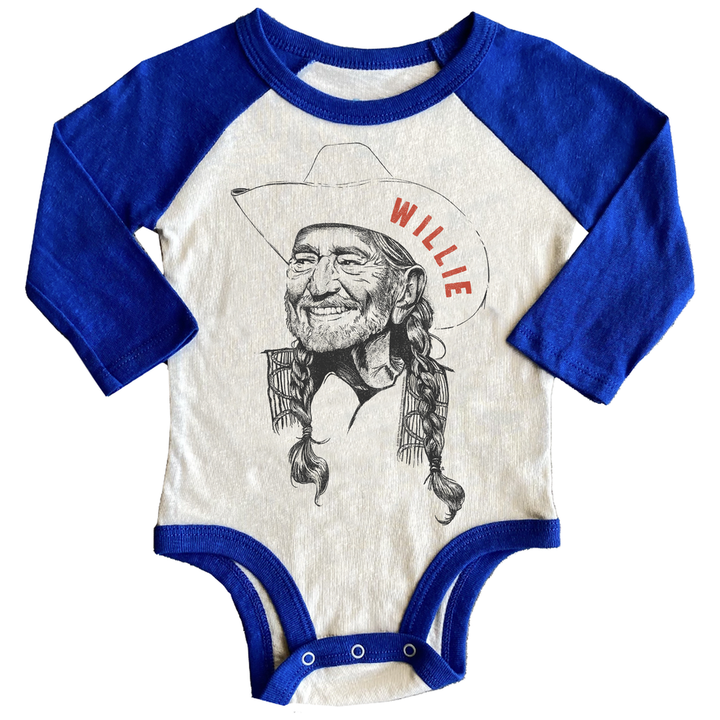 WILLIE NELSON SKETCH RECYCLED RAGLAN ONESIE