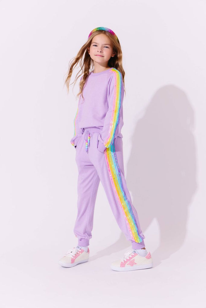 Lavender Rainbow Sequin Jogger Set