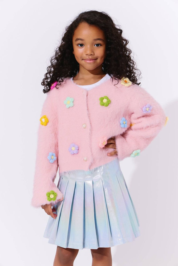 Pink 3D Rainbow Daisy Cardigan