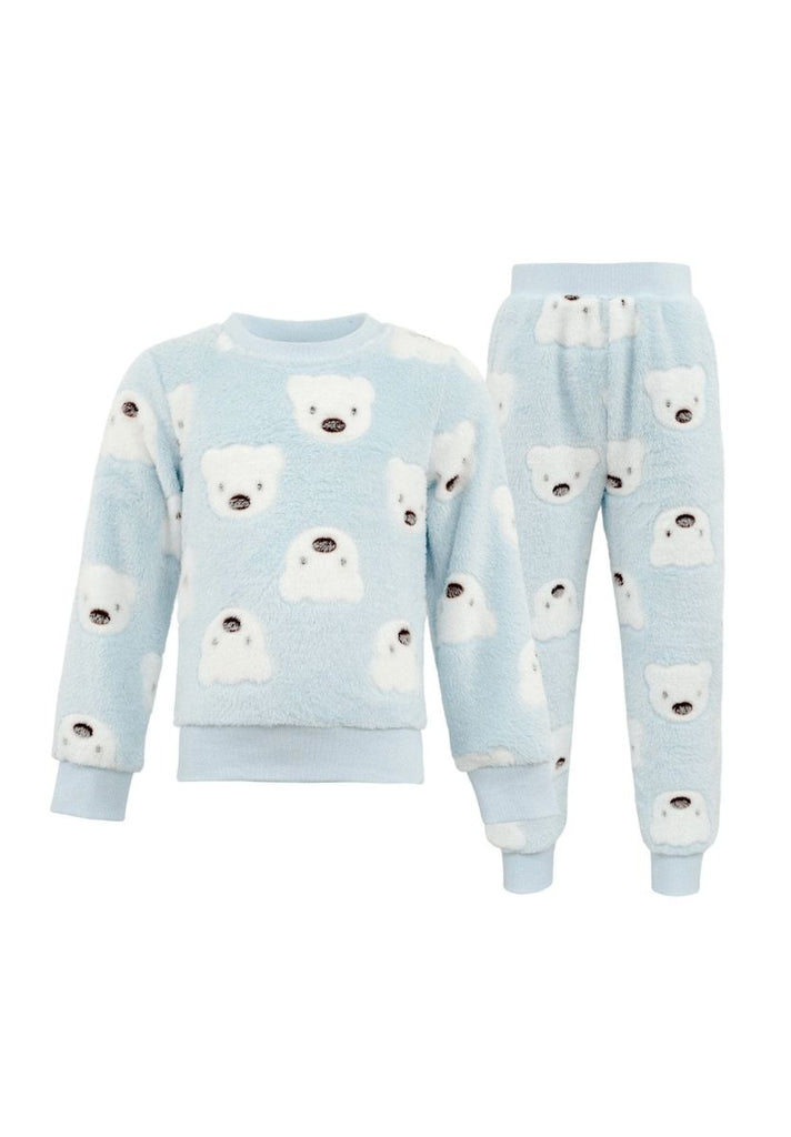 Baby Blue Bear Fuzzy Jogger Set