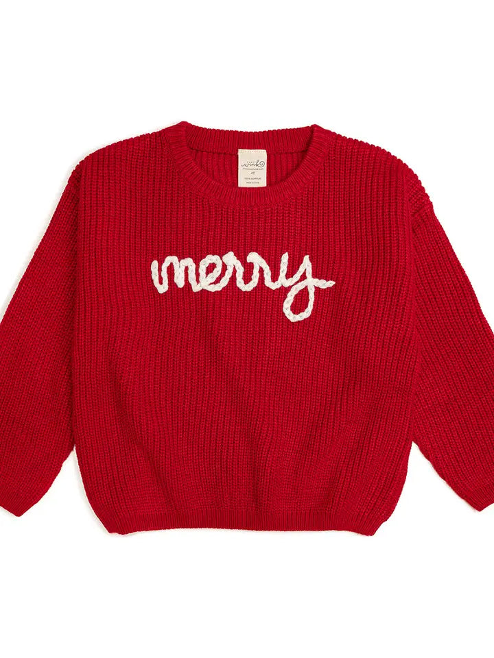 Red Merry Yarn Knit Sweater