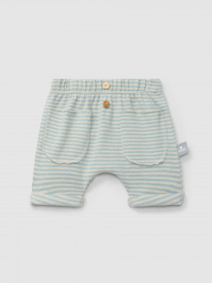 Mint Blue Stripe Organic Shorts Set