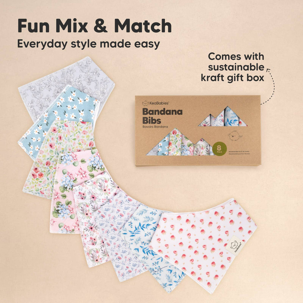 8-pack Baby Bandana Bibs for Girls