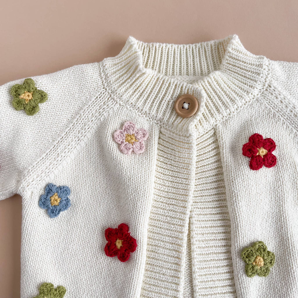 Cotton Flower Cardigan Color Baby Sweater Spring Summer: 0-6m