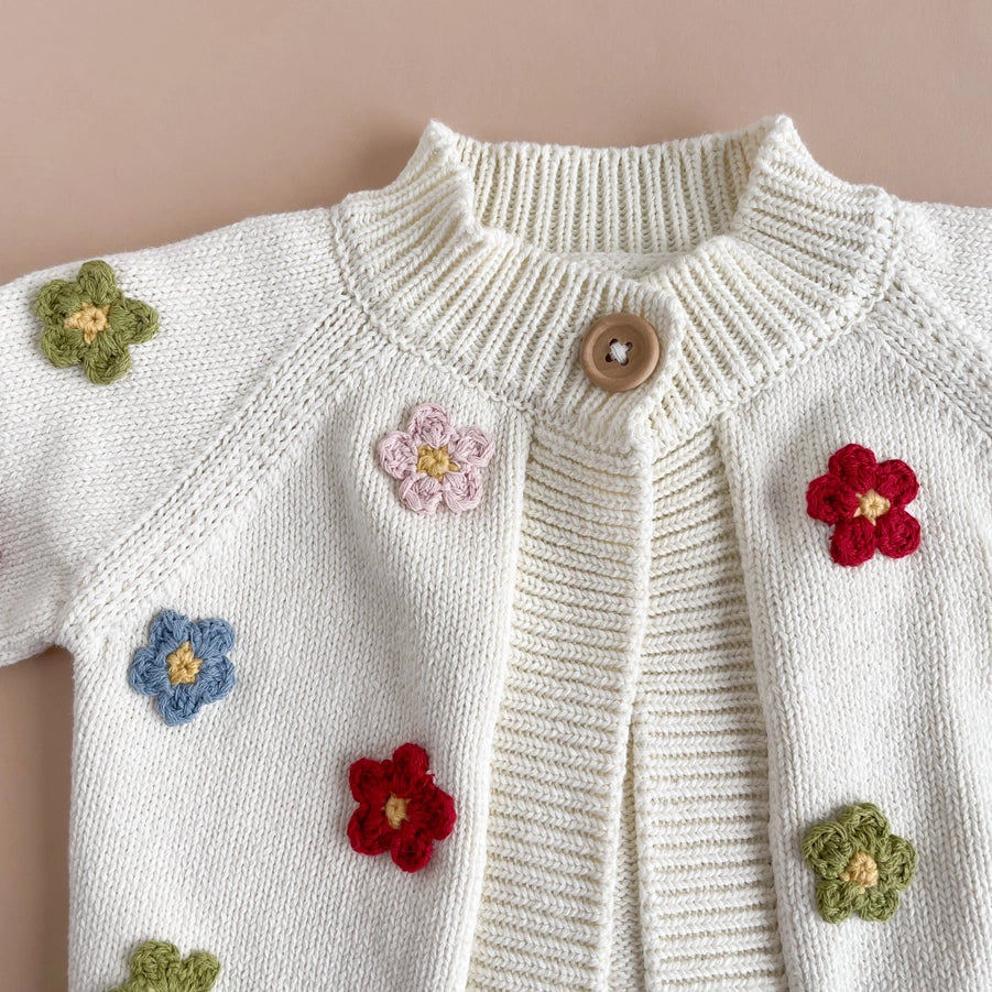 Multi-Color Flower Cotton Cardigan