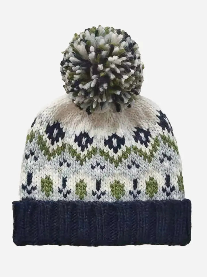 Fairisle Knit Hat/ Navy