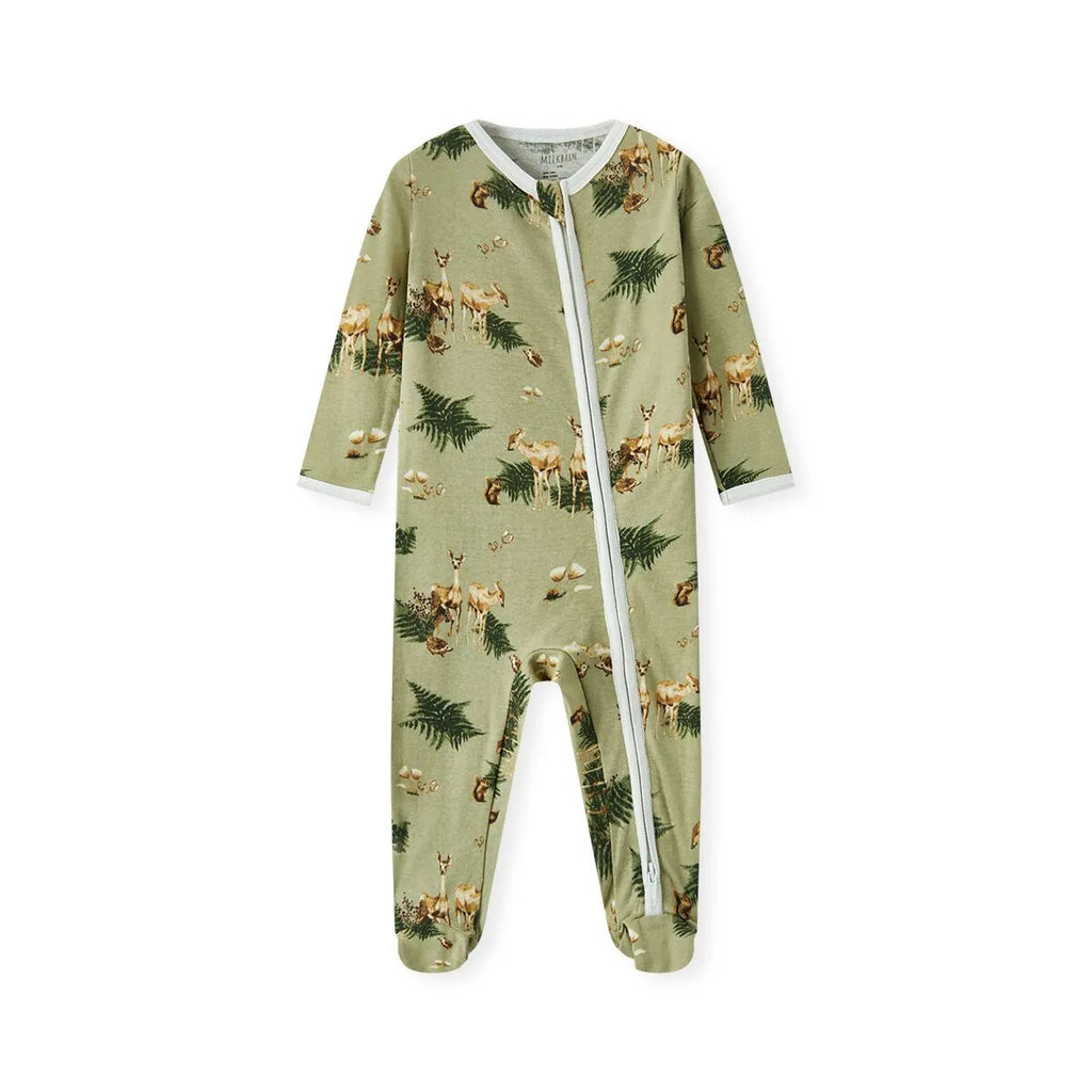 Forest Party Organic Zip Up Footie