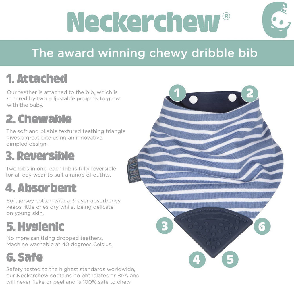 Neckerchew Teething Dribble Bib - Preppy Stripes