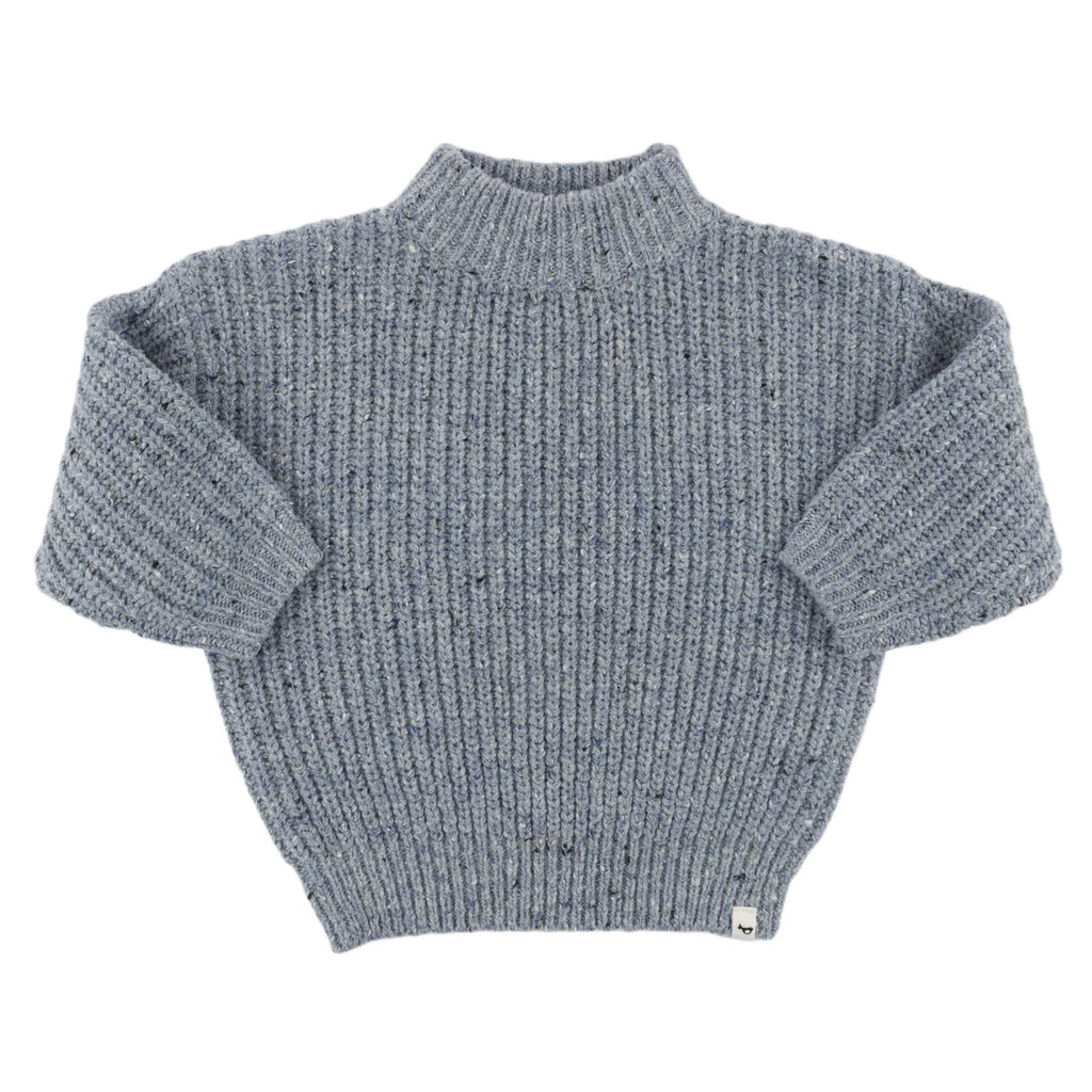 Ocean Blue Speckled Grandpa Sweater