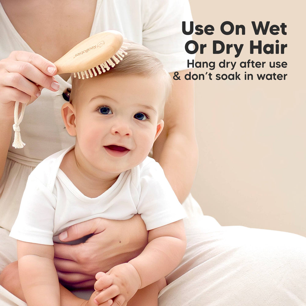 KeaBabies Baby Hair Brush and Comb Set Walnut