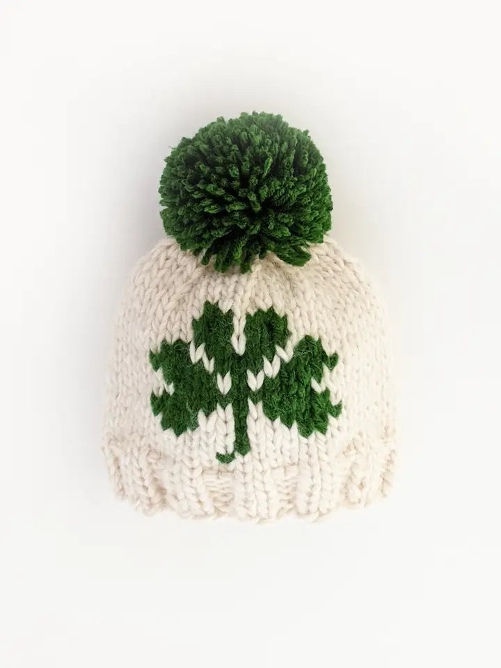 Green Shamrock Knit Hat