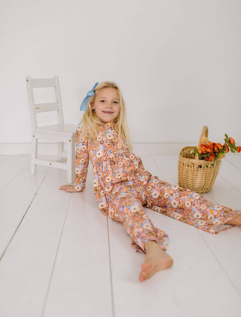 Long Sleeve Leggy Romper in Pumpkin Bouquet