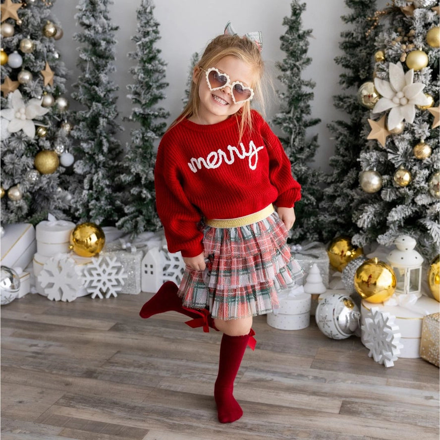 Red Merry Yarn Knit Sweater