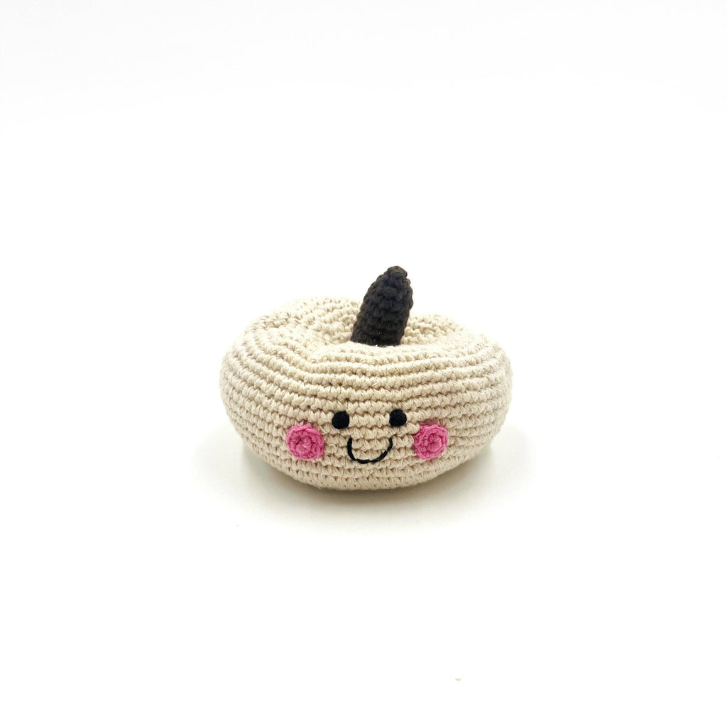 Friendly Pumpkin Rattle: White