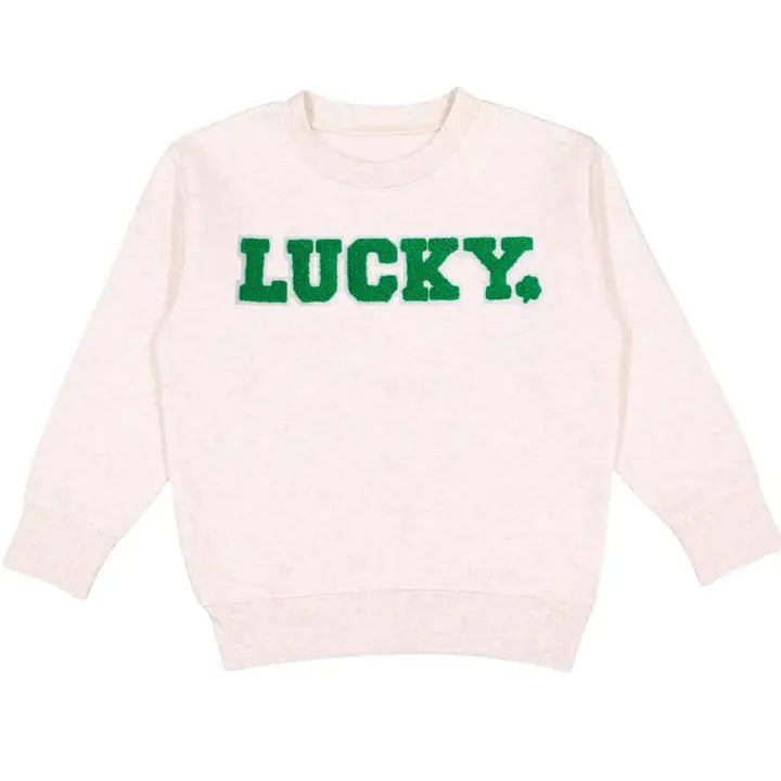 Lucky Varsity Patch St. Patrick's Day Sweatshirt Natural