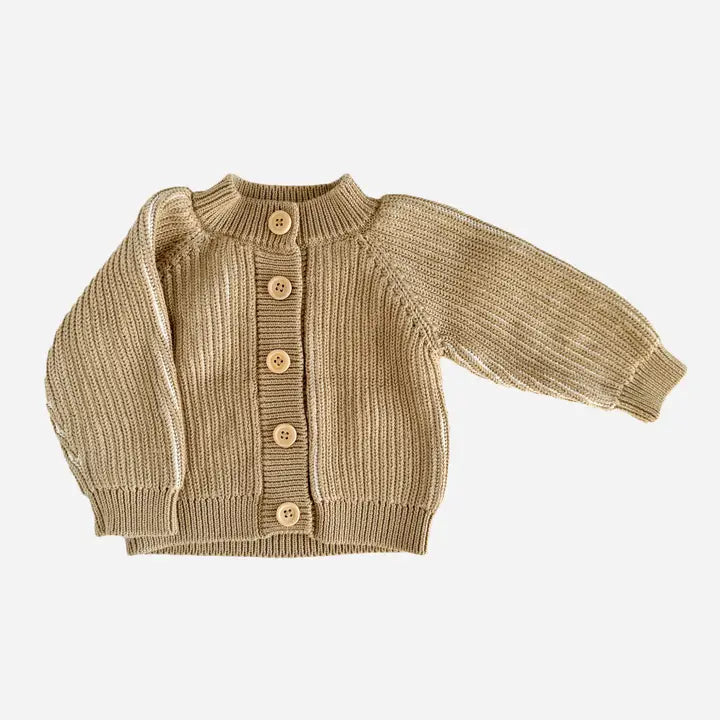 Tan /Cream Cotton Brioche Cardigan