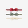 Xmas 3-Pk Baby Lacey Bow Headband Set