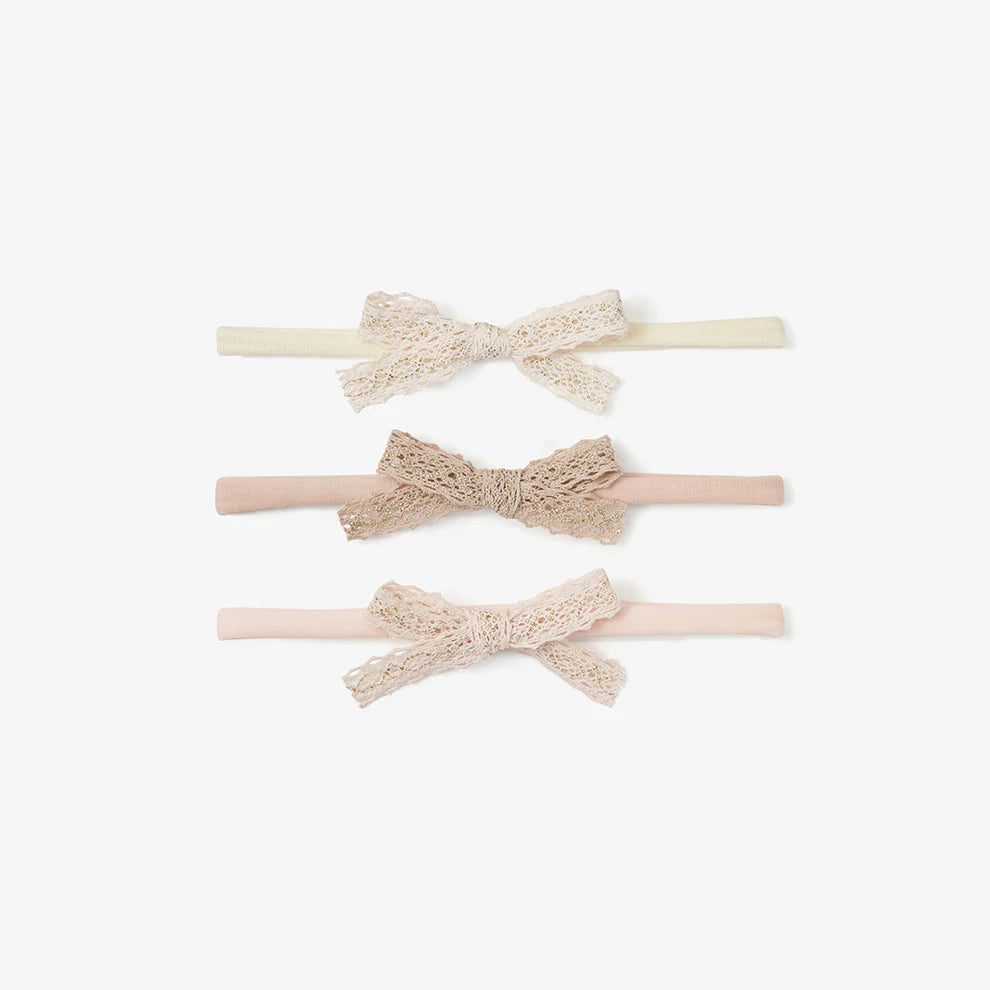 3Pk Sparkle Lace Bow Headband