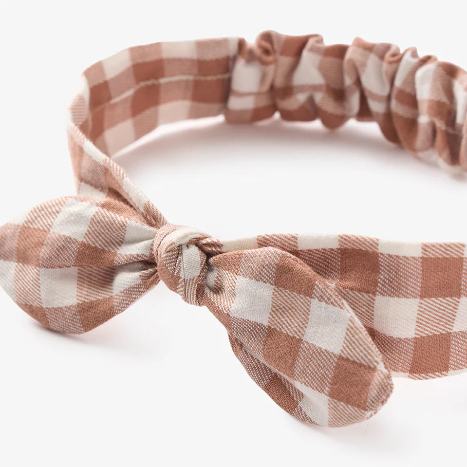Rust Gingham Knotted Bow HB
