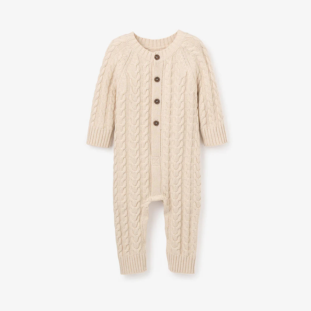 Wheat Horseshoe Cable Knit Jumpsuit