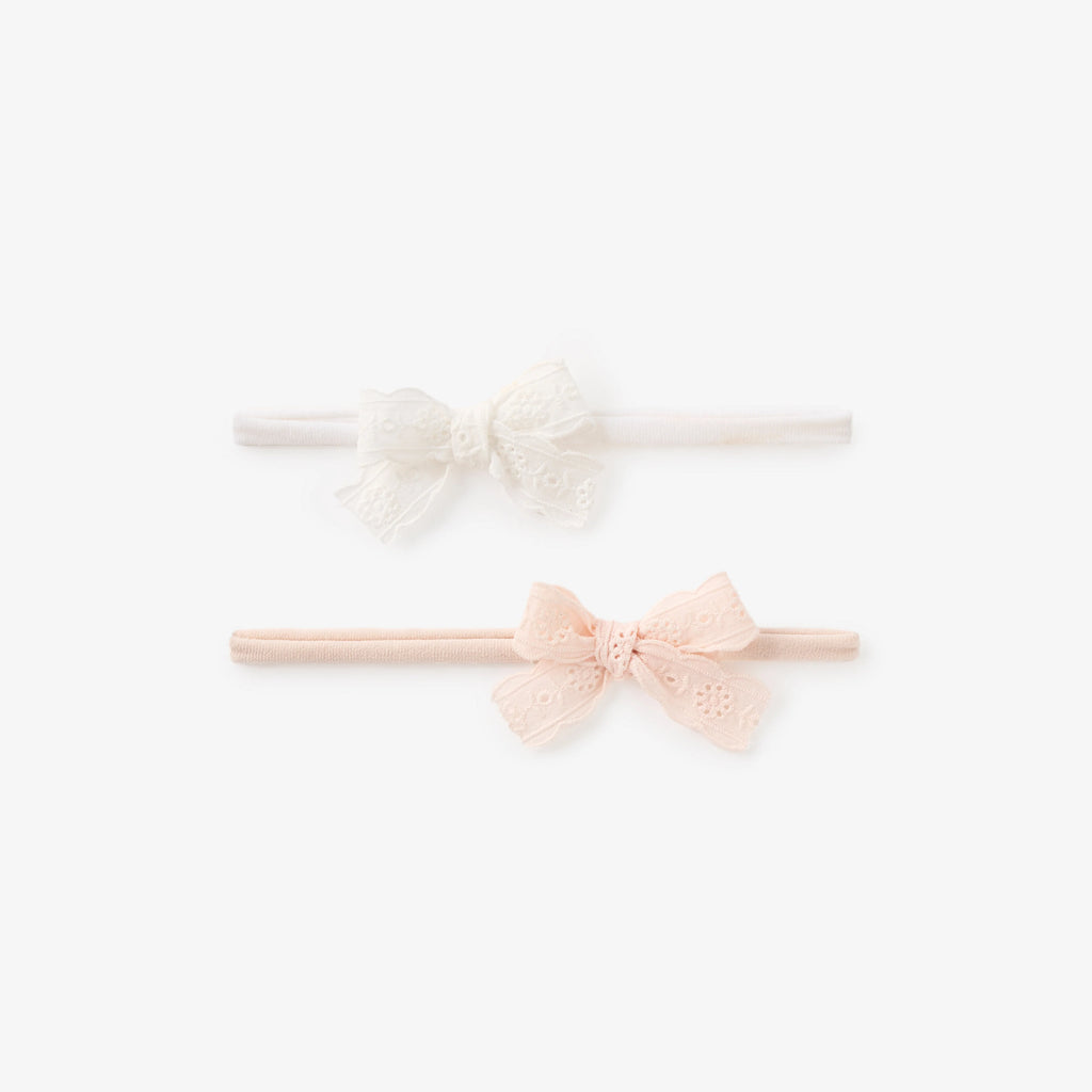 Eyelet Lace Bow Headband Set