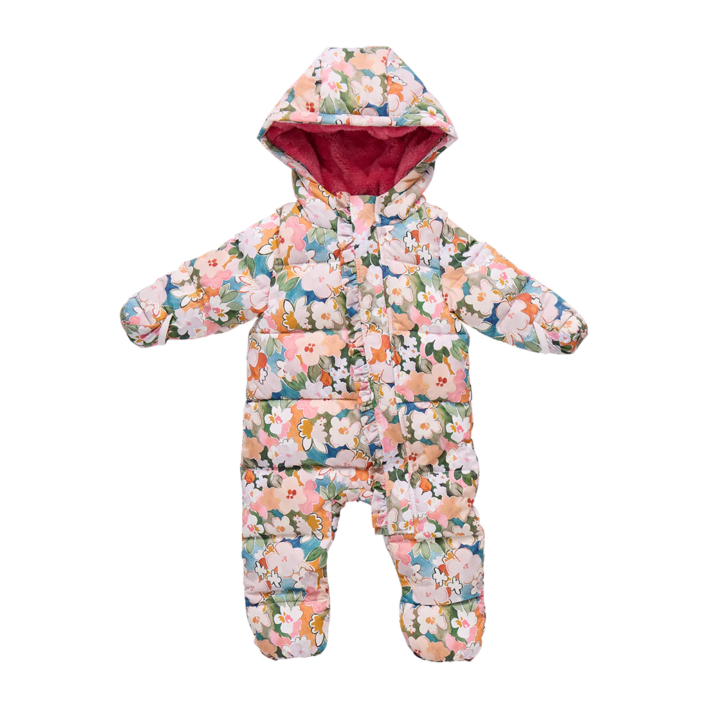 Baby Ruffle Snowsuit/ Watercolor Floral