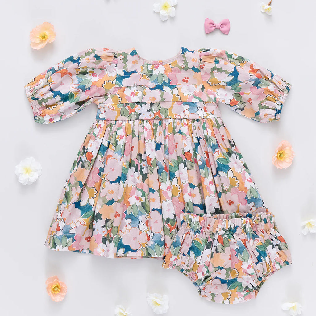 Baby Girls Watercolor Floral Evelyn Dress Set