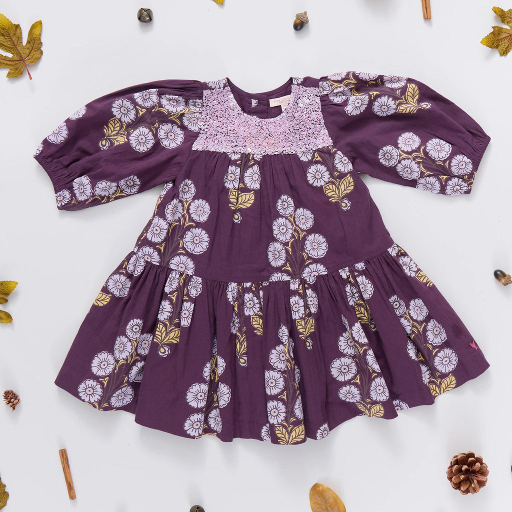 Girls Plum Buttercup Floral Fiona Dress