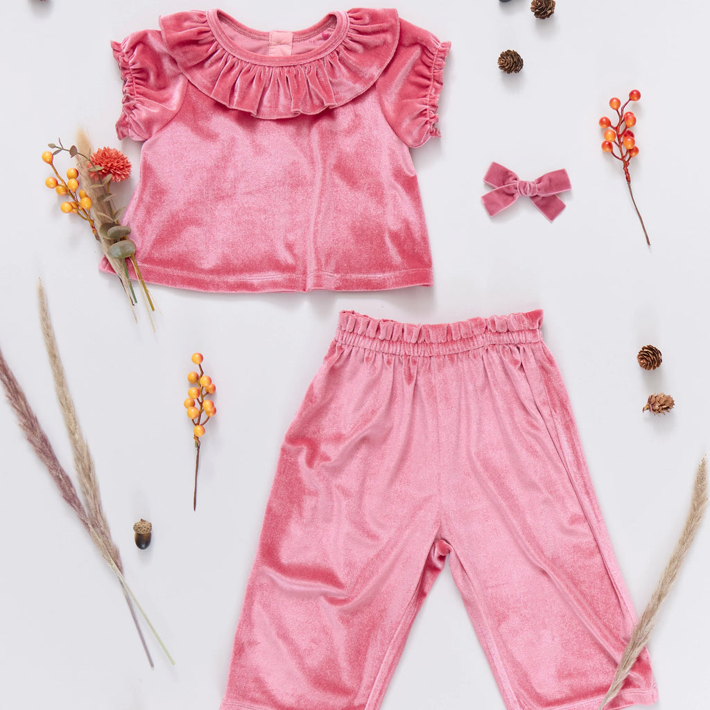 Baby Girl Desert Rose Velour Harper Set