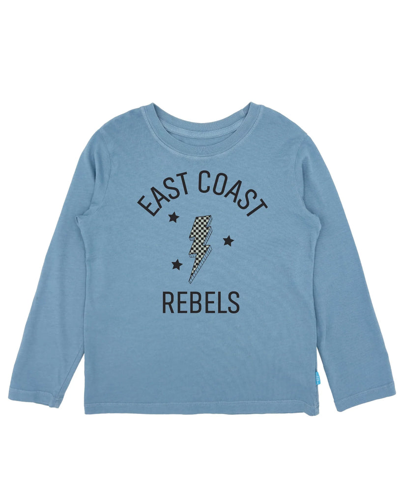 Washed Indigo East Coast Rebels  L/S Tee