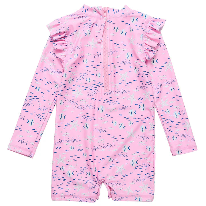 Pink Sea Long Sleeve Sunsuit