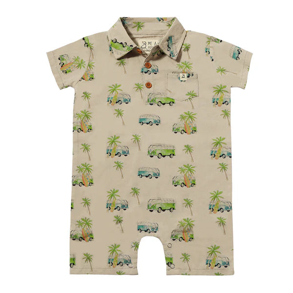 Grey Campervan Molokai Printed Romper