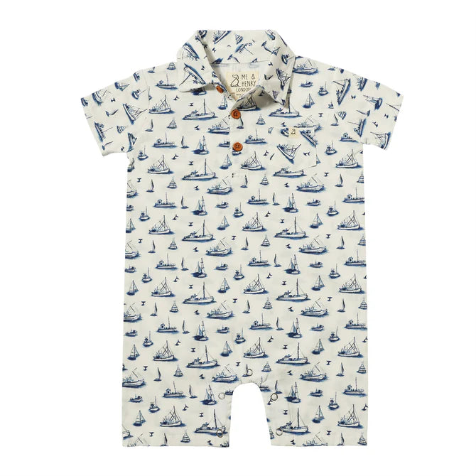 Navy Boats Molokai Printed Romper