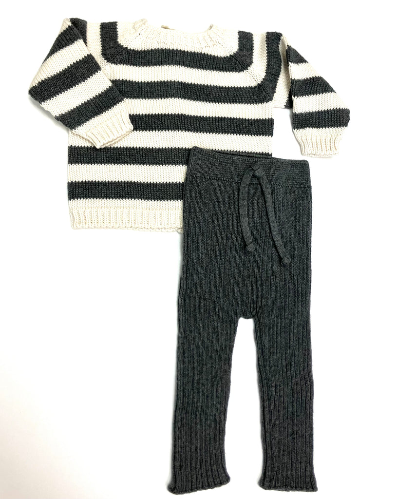 Thomas Dark Grey Stripe Knit Set