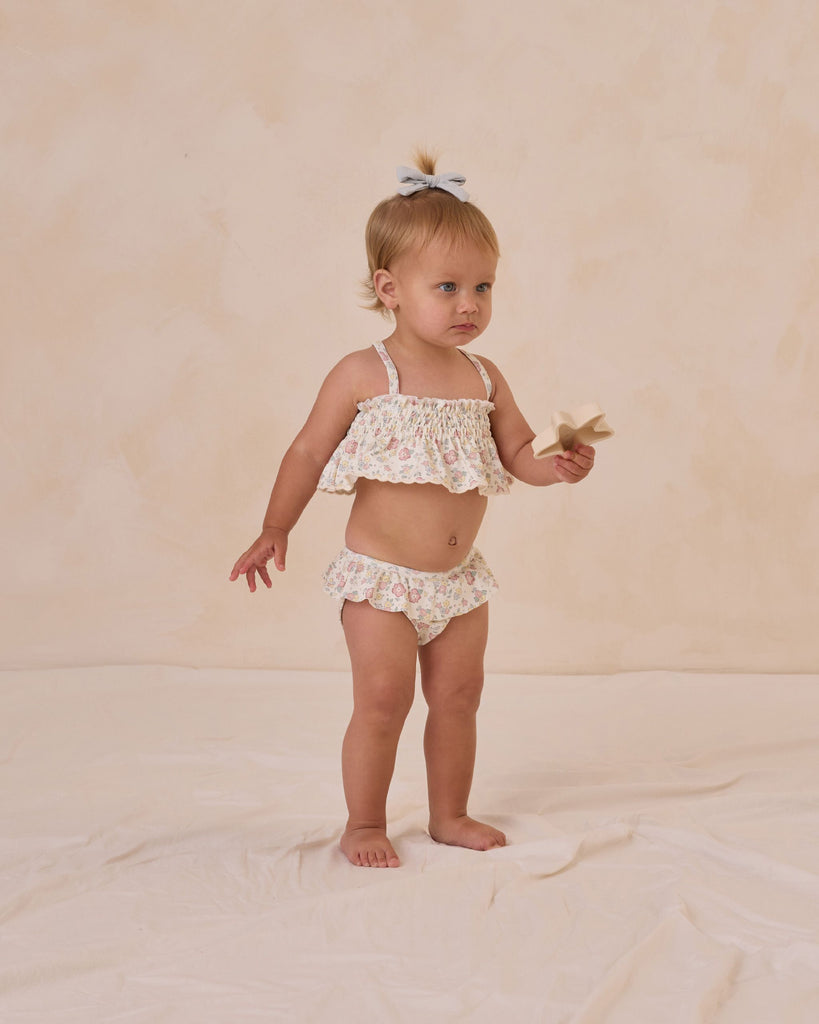 Ivory Bloom Smocked Ruffle Bikini