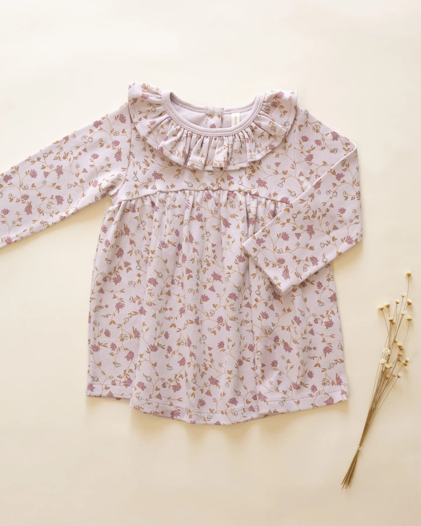 Lilac Garden Ruffle Collar Jersey Dress