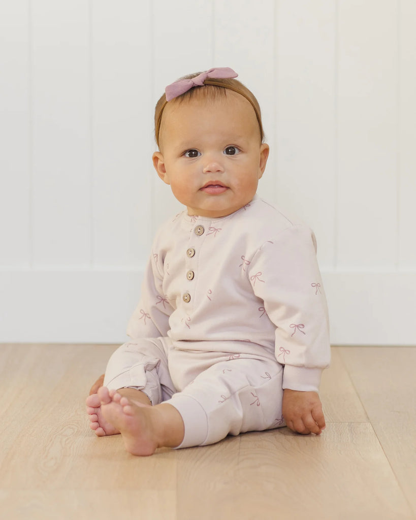 Lilac Relaxed Fleece Bows Jumpsuit