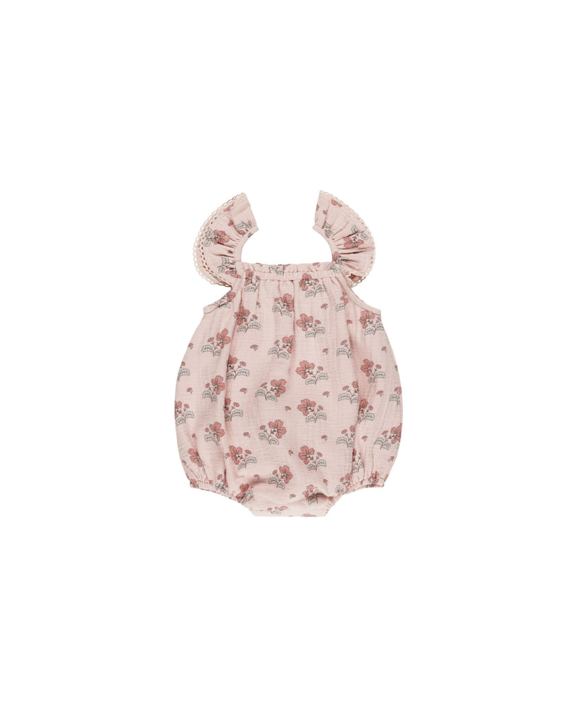 Vintage Floral Bonnie Romper Bubblegum